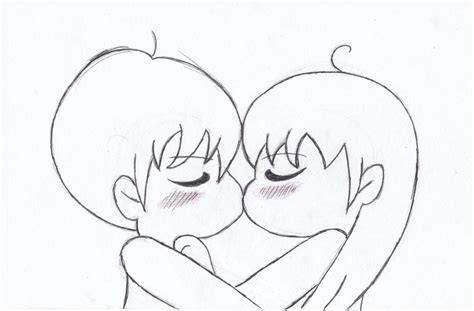 Anime Couple Kiss Drawing Sketch Coloring Page