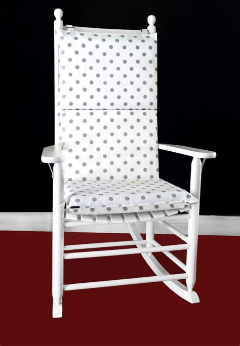 Rocking Chair Cushion Cover White Grey Polka Dot