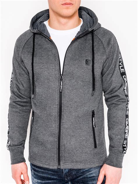 Mens Zip Up Hoodie B741 Dark Grey Modone Wholesale Clothing For Men