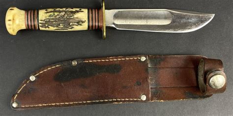 Lot Vintage Marbles Stag Handle Hunting Knife