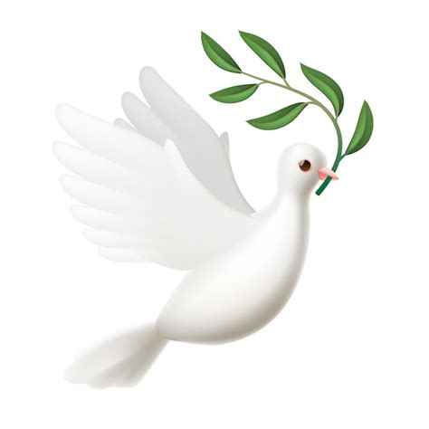 Premium Vector White Dove Of Peace Flying With Green Olive Twig