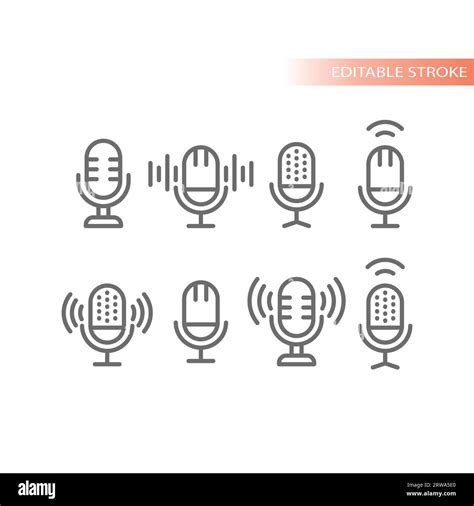 Microphone With Sound Waves Vector Icons Mic Podcast And Music