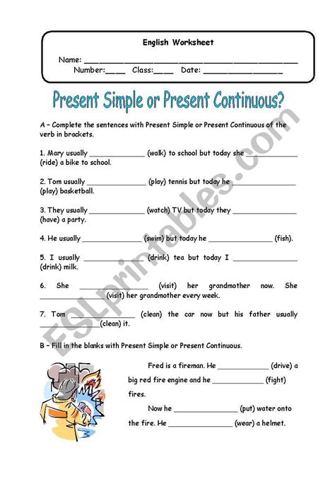 Present Simple Or Present Continuous Esl Worksheet By Isaura