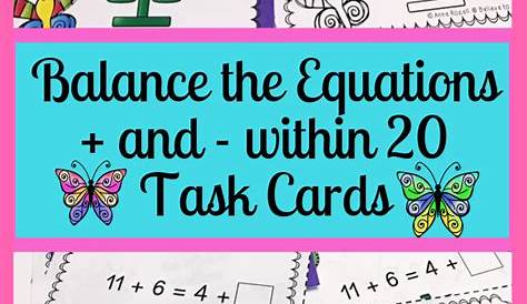 Balancing Equations Task Cards Addition and Subtraction within 20