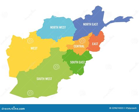 Afghanistan Map Of Provinces Cartoon Vector
