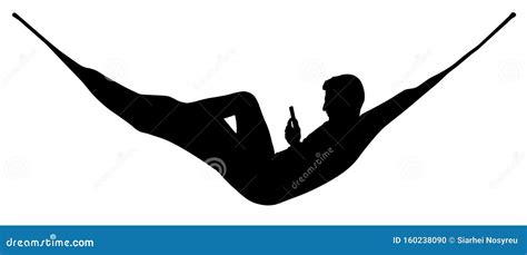 Man Relaxing Lying In Hammock Vector Silhouette Stock Vector