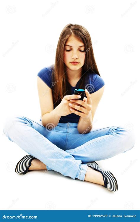 Beautiful Teenage Girl With Cell Phone Stock Image Image Of Long Mail 19992529