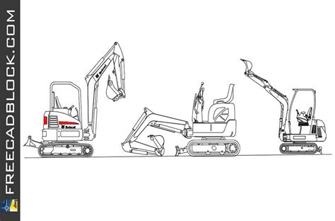 Mini Excavator Dwg Drawing Free Download In Autocad 2d Format