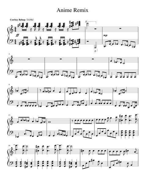 Anime Remix 001 Sheet Music For Piano Download Free In Pdf Or Midi