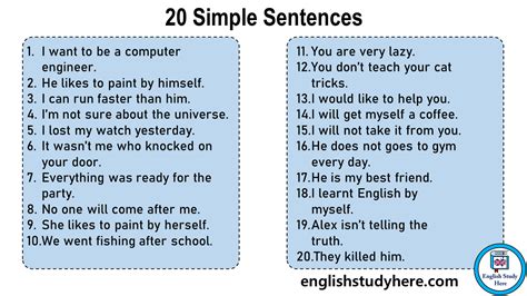 10 Examples Of Simple Sentences