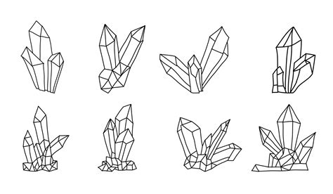 Set Of Black And White Crystals 3158321 Vector Art At Vecteezy