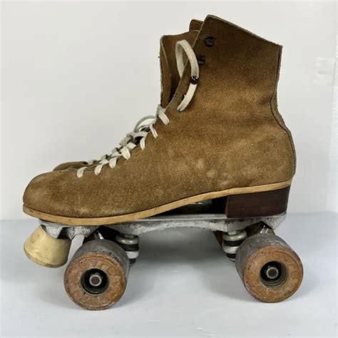 Vintage Riedell Roller Skates Size 10 Suede Tan 130m Red Wing Sure Grip