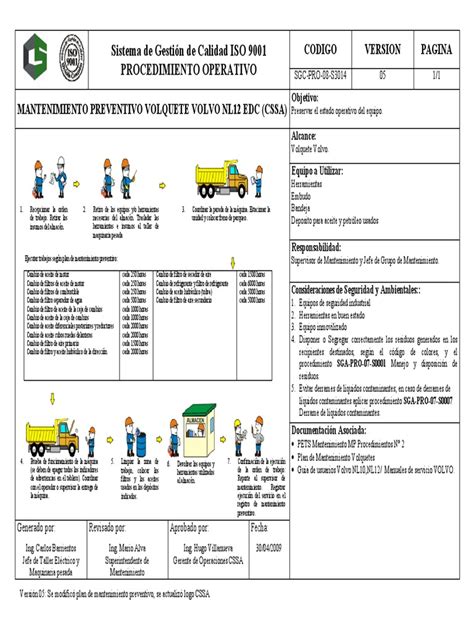 Formato De Mantenimiento Preventivo Volquete Volvo Nl12 Edcpdf