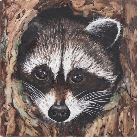 Raccoon Baby Painting By Marla Saville