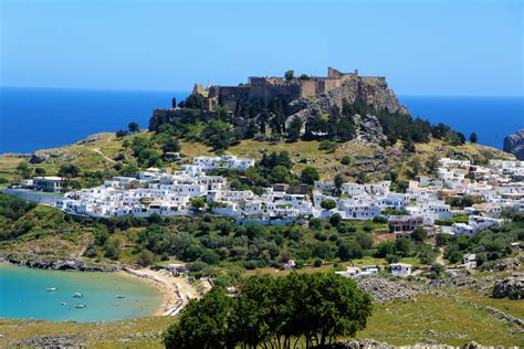 Lindos The White City Of Rhodos Greece With Its Acropolis Rtravel