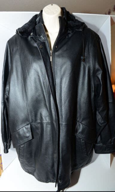 Croft And Barrow Kohls Womens Black Leather Hooded Parka Coat Size