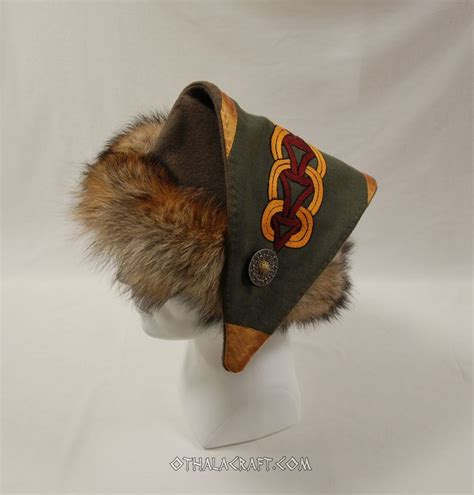 Triangle Hat For Viking With Embroidery And Silk Othalacraft
