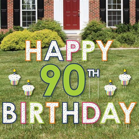 90th Birthday Cheerful Happy Birthday Yard Sign Outdoor Lawn