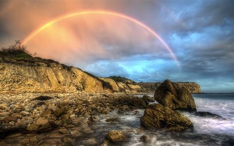 Rainbow Sea Rocks Wallpaper Nature And Landscape Wallpaper Better