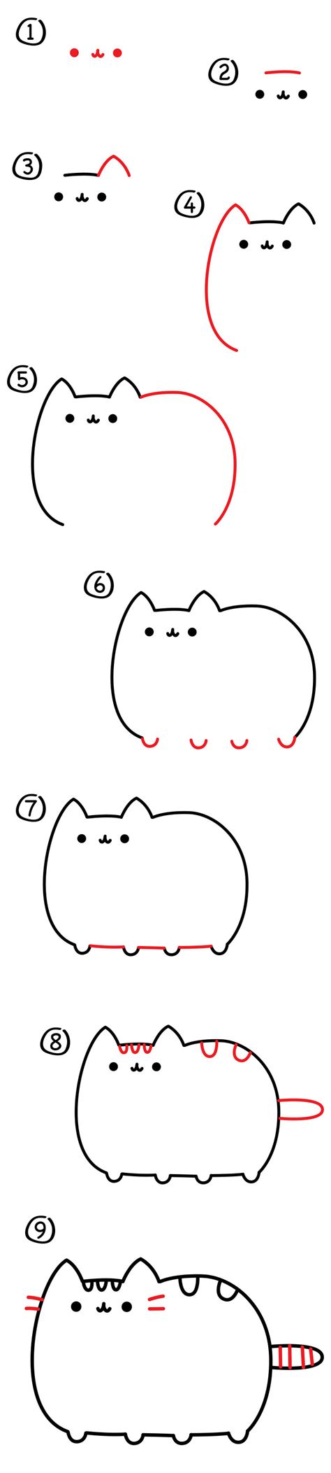How To Draw The Pusheen Cat Art For Kids Hub