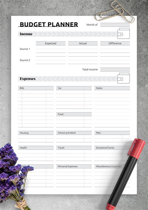 Download Printable Simple Monthly Budget Template Pdf