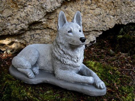Concrete Puppy German Shepherd Sitting Shepherd Garden Statue Pet