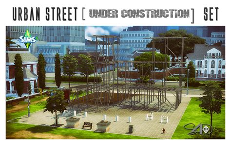 Sims 4 Ccs The Best Ts3 Urban Street Under Construction Set