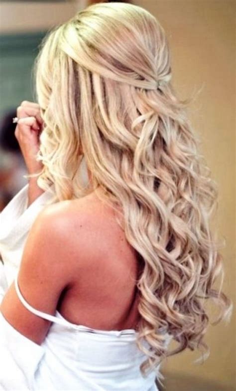 Half Up Long Down Curls Bridal Hair Ideas Medium Length Hair Styles