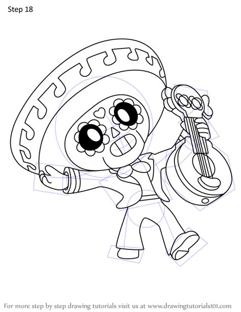 How To Draw Poco Super Easy With Coloring Page Brawl Stars Draw It