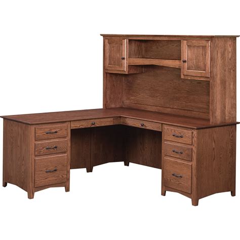 Maple Hill Woodworking Linwood Customizable Solid Wood L Shape Corner Desk And Hutch Set Wayside