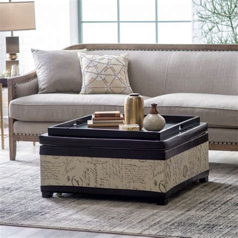 Storage Ottoman Coffee Table With Reversible Tray Tops Coffee Table