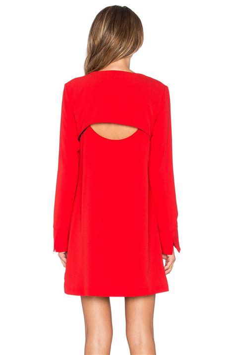 wayf cutout back long sleeve dress in red revolve