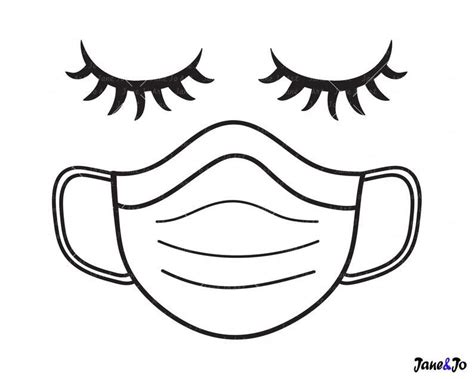 Face Mask Svg Cliparteyelashes With Facemask Svg File Etsy