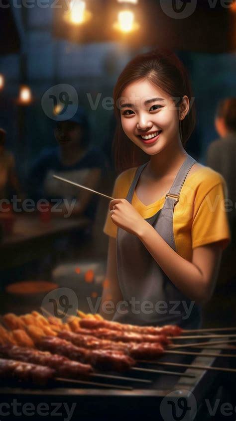 ai generative womans hand use chopsticks hold korean pork grilled pork slice roasted bbq or