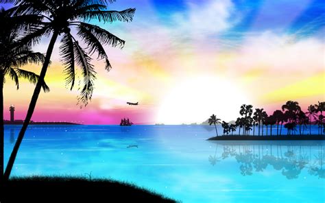 Looking for the best wallpapers? Tropical Beach Sunset Wallpaper - WallpaperSafari