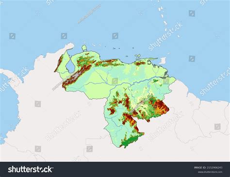 High Detailed Vector Venezuela Physical Map Stock Vector Royalty Free