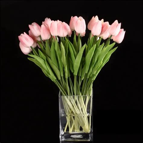tfbc 10pcs tulip flower latex for wedding bouquet decor pink tulip 2018 in artificial and dried