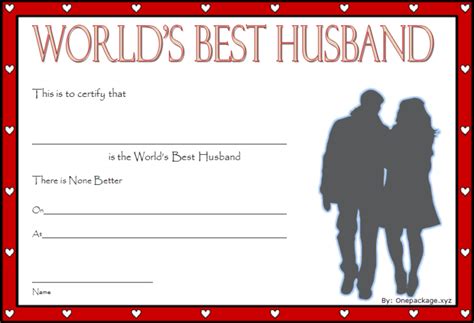 10 Worlds Best Husband Certificate Templates Free Download