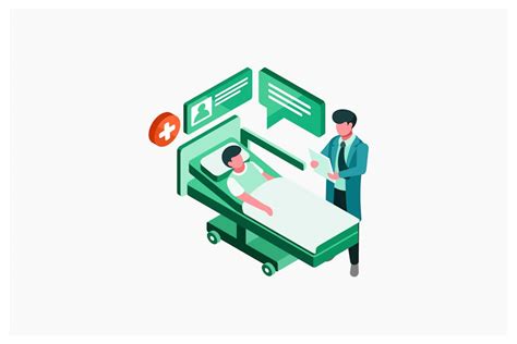 Isometric Doctor And Patient Vector Illustration Design Template Place