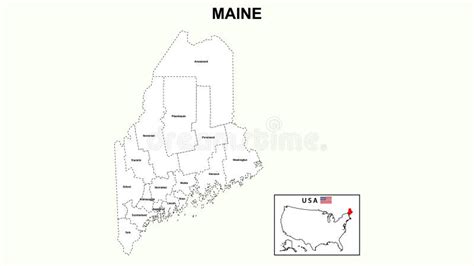 Maine Map State And District Map Of Maine Stock Vector Illustration