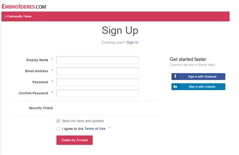 Sign Up Registration Form With Facebook Community Support Machine