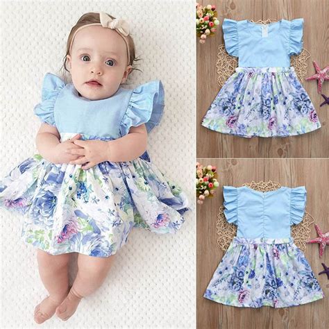 Toddler Baby Girls Infant Dress Ruched Floral Splice Sundress Clothes