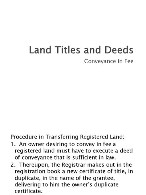 Land Titles And Deeds Deed Covenant Law