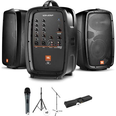 Jbl Eon 206p Portable Pa System Kit With Stands Bag And