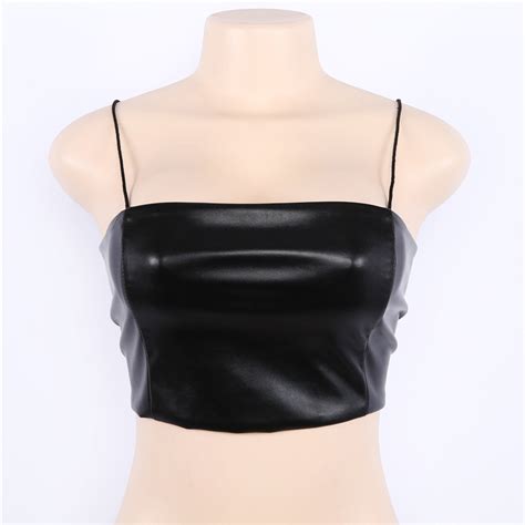 Buy Pu Leather Crop Top Women Black Strapless Women Vest Shorts On Ezbuy Sg