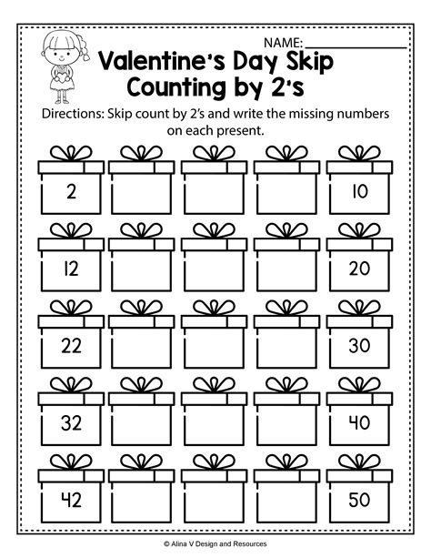 Valentines Day Skip Count By 2s Math Worksheets And Activities For