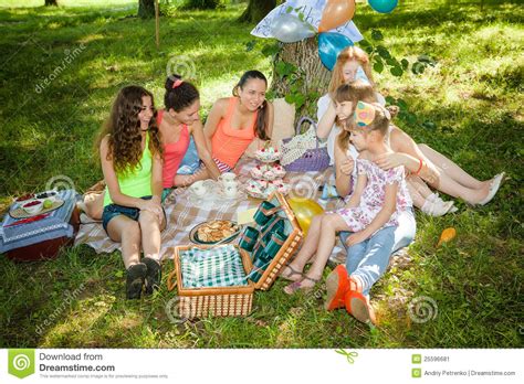 Girlfriends On Picnic Stock Image Image Of Blond Caucasian 25596681
