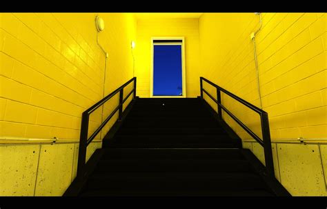 Wallpaper Sunlight Window Shadow Wall Symmetry Yellow Stairs