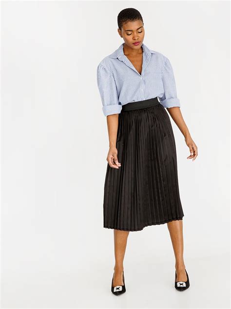 Pleated Midi Skirt Black Style Republic Skirts