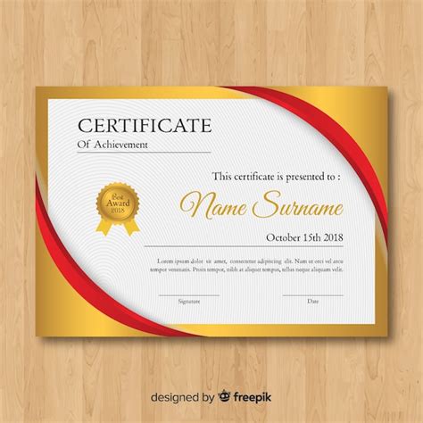 Beautiful Golden Certificate Template Free Vector